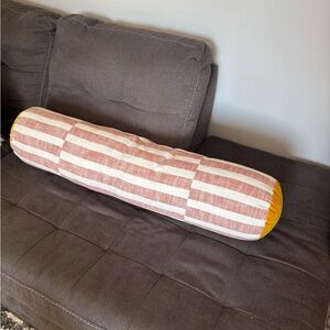 Striped Bolster Pillow with Yellow Ends